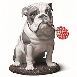 Lladro   Animals   Dogs - Lladro Bulldog With Lollipop Dog