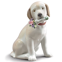 Lladro   Animals   Dogs - Lladro This Bouquet Is For You Dog