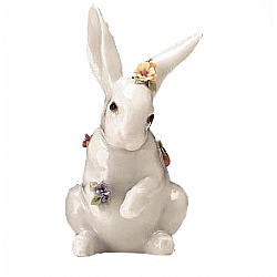 Lladro   Animals   Rabbit - Lladro Sitting Bunny with Flowers 6100