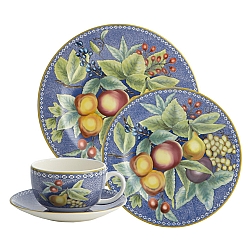 Mottahedeh   TableTop   Dinnerware - Mottahedeh Apples Berries Cherries 4pc Place Setting