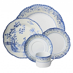 Mottahedeh   Tabletop   Dinnerware - Mottahedeh Virginia Blue 5pc Place Setting with plain center B&B