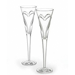 Waterford   Dining   Barware - Waterford wishes Love and Romance Flutes, Pair