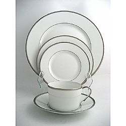 Raynaud   Tabletop   Dinnerware - Raynaud Fontainbleau Platinum 5pc Place Setting with Filet