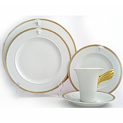 Versace   Tabletop   Dinnerware - Versace Medusa D'Or 5pc Place Setting High Cup