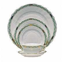 Herend   Tabletop   Dinnerware - Herend Chinese Bouquet Garland Green 5pc Place Setting