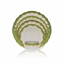 Herend   Tabletop   Dinnerware - Herend Fishscale Green 5pc Place Setting