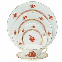 Herend   Tabletop   Dinnerware - Herend Chinese Bouquet Rust 5pc Place Setting