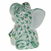 Herend   Animals   Elephant - Herend Miniature Baby Elephant Green