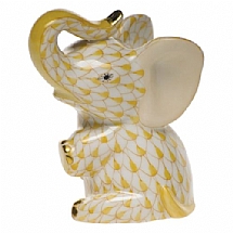 Herend   Animals   Elephant - Herend Baby Elephant Butterscotch