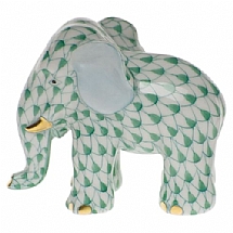 Herend   Animals   Elephant - Herend Miniature Elephant Green