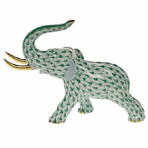 Herend   Animals   Elephant - Herend Elephant with tusks Green
