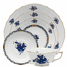 Herend   Tabletop   Dinnerware - Herend Chinese Bouquet Black Sapphire Five Piece Place Setting