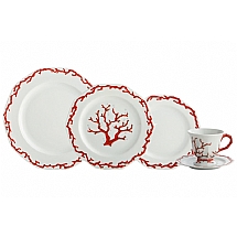 Mottahedeh   Tabletop   Dinnerware - Mottahedeh Barriera Corallina Red 5 pc. Place Setting