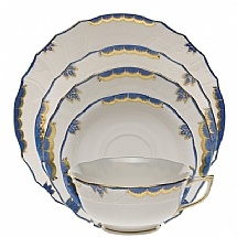 Herend   Tabletop   Dinnerware - Herend Princess Victoria Blue 5pc Place Setting