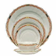 Herend   Tabletop   Dinnerware - Herend Chinese Bouquet Garland Rust 5pc Place Setting