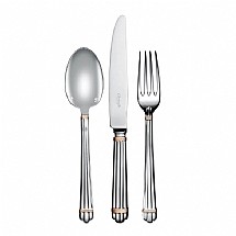 Christofle   Tabletop   Flatware - Christofle Aria Silver Plated with Gold Rings 5 pc. place setting