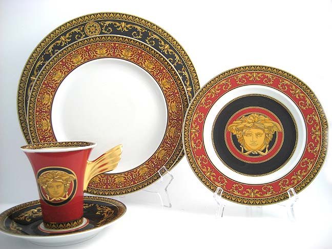 Versace Square Dish 12 cm Medusa Garland Red